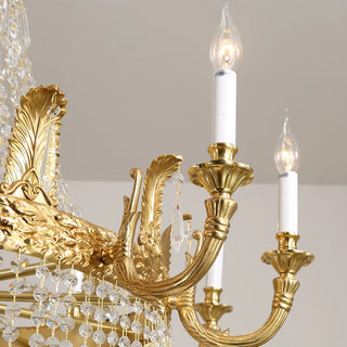 Grand 49'' W x 79'' H Three Tier French Empire Chandelier – Antique Brass & Crystal for Foyer Double Height Ceiling Living Room