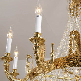 Grand 49'' W x 79'' H Three Tier French Empire Chandelier – Antique Brass & Crystal for Foyer Double Height Ceiling Living Room