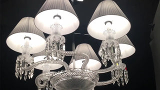 High Quality Lustre Baccarat Copied Tourbillon Baccarat Chandelier with White Lampshades