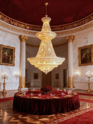 Large Crystal Chandelier for High Ceilings 71"W 106"H