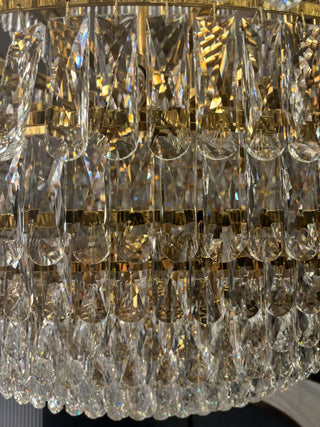 Large gold chandelier foyer lighting 71"W 106"H