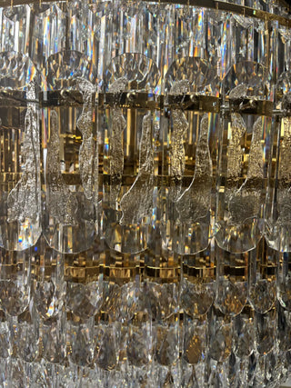 Large gold chandelier foyer lighting 71"W 106"H
