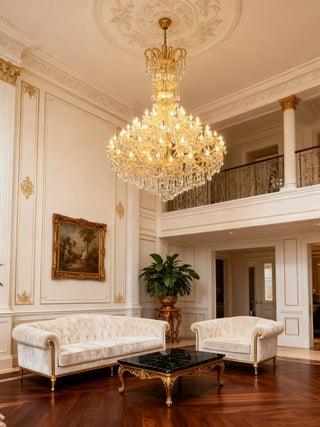 Large Villa Chandelier European Crystal Lamp 71"W  102"H