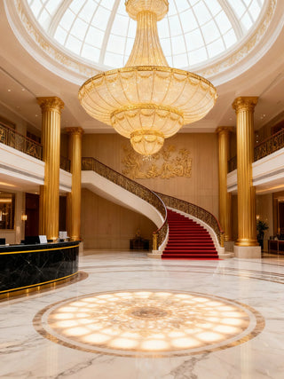 Luxury Big Gold Crystal Chandelier for Dome 79"W  98" H