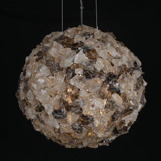 Modern Clear & Smoky Rock Crystal Ball Pendant Light