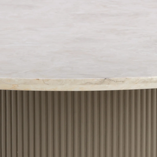 Canodi Marble Top Dining Table (Wood Fluted Base)