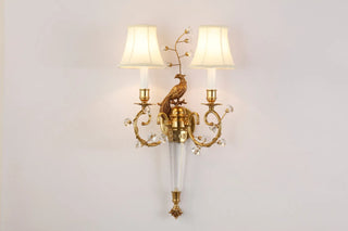 2 Lights French Retro Brass Wall Sconce Antique Bird Wall Lamp