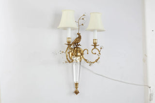 2 Lights French Retro Brass Wall Sconce Antique Bird Wall Lamp