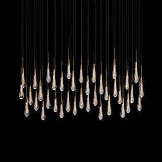 Modern Raindrop Seeded Glass LED Linear Chandelier