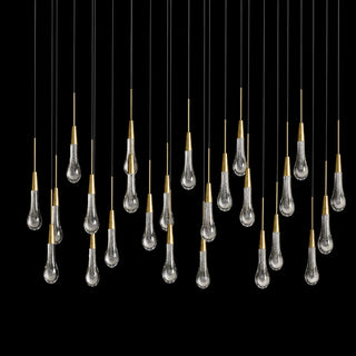 Modern Raindrop Seeded Glass LED Linear Chandelier