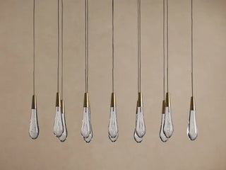 Modern Raindrop Seeded Glass LED Linear Chandelier