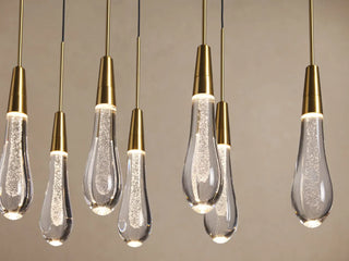Modern Raindrop Seeded Glass LED Linear Chandelier