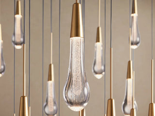 Modern Raindrop Seeded Glass LED Round Chandelier