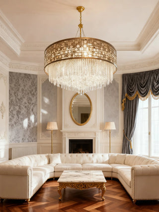 Modern Round Flush Mount Chandelier Lighting 47"W  24" H
