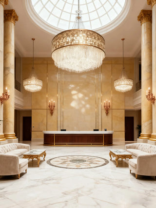 Modern Round Flush Mount Chandelier Lighting 47"W  24" H