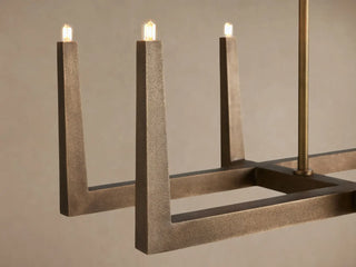 Modern Textured Cast Brass Linear Chandelier