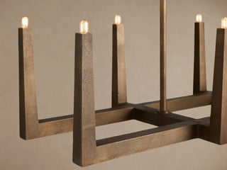 Modern Textured Cast Brass Linear Chandelier