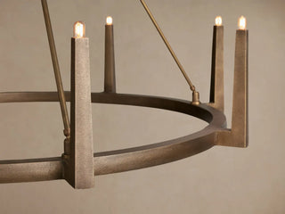 Modern Textured Cast Brass Round Chandelier