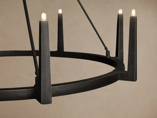 Modern Textured Cast Brass Round Chandelier