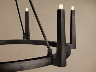 Modern Textured Cast Brass Round Chandelier