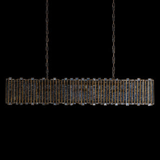 Moroccan-Inspired Antiqued Mirrored Glass Rectangular Chandelier