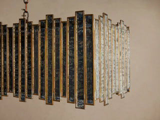 Moroccan-Inspired Antiqued Mirrored Glass Rectangular Chandelier