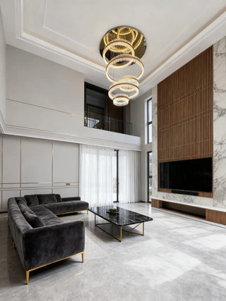 Multiple Glass Ring Pendant Light  63"W