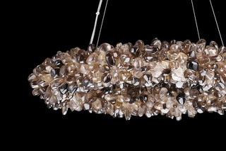 Multiple Size Modern Smoky Rock Crystal Halo LED Chandelier Pendant Light