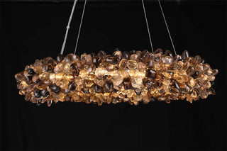 Multiple Size Modern Smoky Rock Crystal Halo LED Chandelier Pendant Light