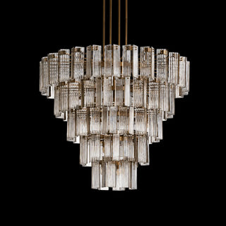 Old Hollywood Tiered Reeded Glass Round Chandelier