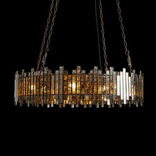 Moroccan-Inspired Antiqued Mirrored Glass Round Chandelier