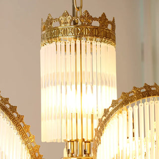 Sleek Small Modern Art Deco Brass & Glass Chandelier 19'' W x 27'' H – Perfect for Living Room Entryway Bedroom