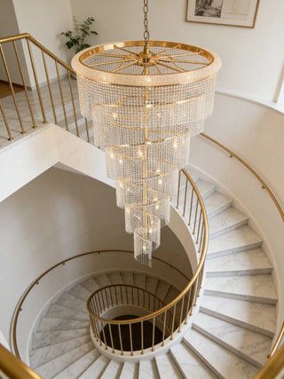 Spiral Chandelier Crystal Lighting in Golden 48'' W 72'' H
