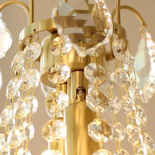 Set of 2 Stylish Small 12'' W x 18'' H Antique Brass & Crystal Chandeliers – Ideal for Kitchen Island & Breakfast Nook