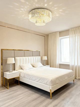 Two Layers One Meter Round Crystal Ceiling Light 39"W 20"H