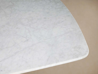 Saint Germain Stone Marble Top Dining Table with Wood Dauphine Base: Modern Natural Dining Room Leisure & Gathering Dining Table