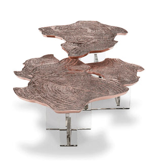 Luxury Designer Coffee Table with Hand-Painted Artistic Top & Sculptural Brass Base