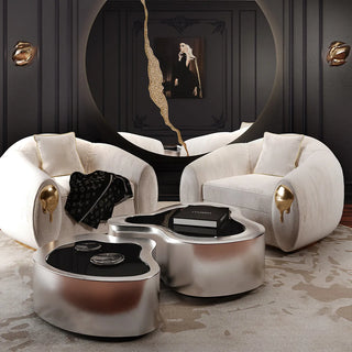 Luxury Hammered Brass Coffee Table with Wave Sculptural Design & Artisan Craftsmanship