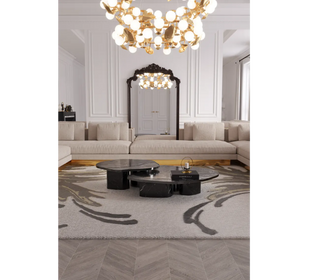 Luxury Calacatta Marble Coffee Table with Black Sculptural Base & Modern Design