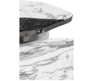 Luxury Calacatta Marble Coffee Table with Black Sculptural Base & Modern Design