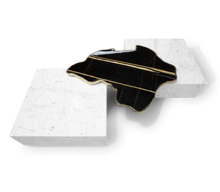 Luxury Black & White Coffee Table with Sculptural Design & High Gloss Finish