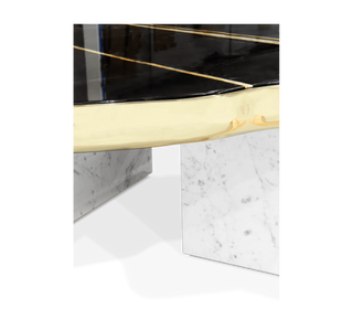 Luxury Black & White Coffee Table with Sculptural Design & High Gloss Finish