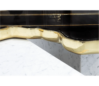 Luxury Black & White Coffee Table with Sculptural Design & High Gloss Finish