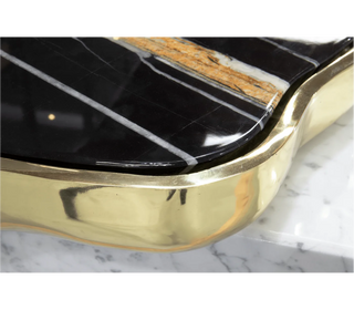 Luxury Black & White Coffee Table with Sculptural Design & High Gloss Finish