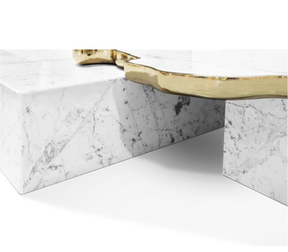 Luxury Black & White Coffee Table with Sculptural Design & High Gloss Finish