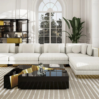 Luxury Coffee Table with Cracked Brass Sculptural Base & Smoked Glass Top