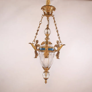20X35 Inch 1 Light Rococo Style Antique French Copper Chandelier Pendant Light