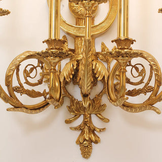 20X35 Inch French Retro Brass Wall Sconce 5 Lights European Style Copper Wall Lamp