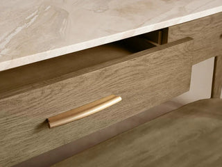 Danny Oak Wood Console Table | Marble Top Entryway Hallway Storage Cabinet