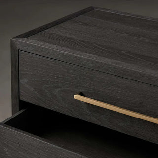 Darwyn Oak Wood Nightstand | Modern Closed Bedside Table with Storage Drawers
